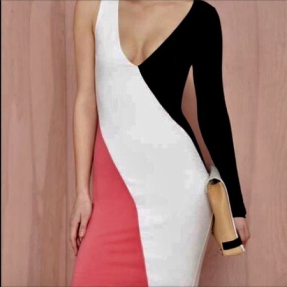 Nasty Gal Dresses & Skirts - Nasty Gal One Sleeve Bodycon Colorblock Dress